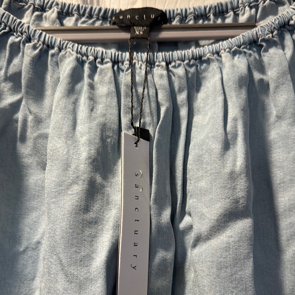 Light Blue Off-Shoulder Ruffle Top - Picture 2 of 5